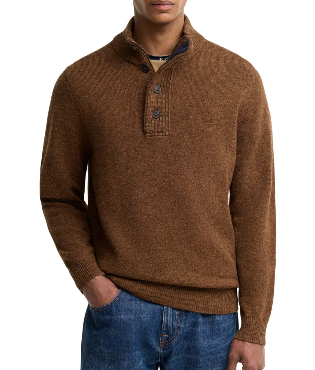 Pull col demi-zip Barbour Essential Patch Bracken