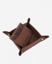 Coffret cadeau plateau de voiturier et porte-cartes en cuir Barbour